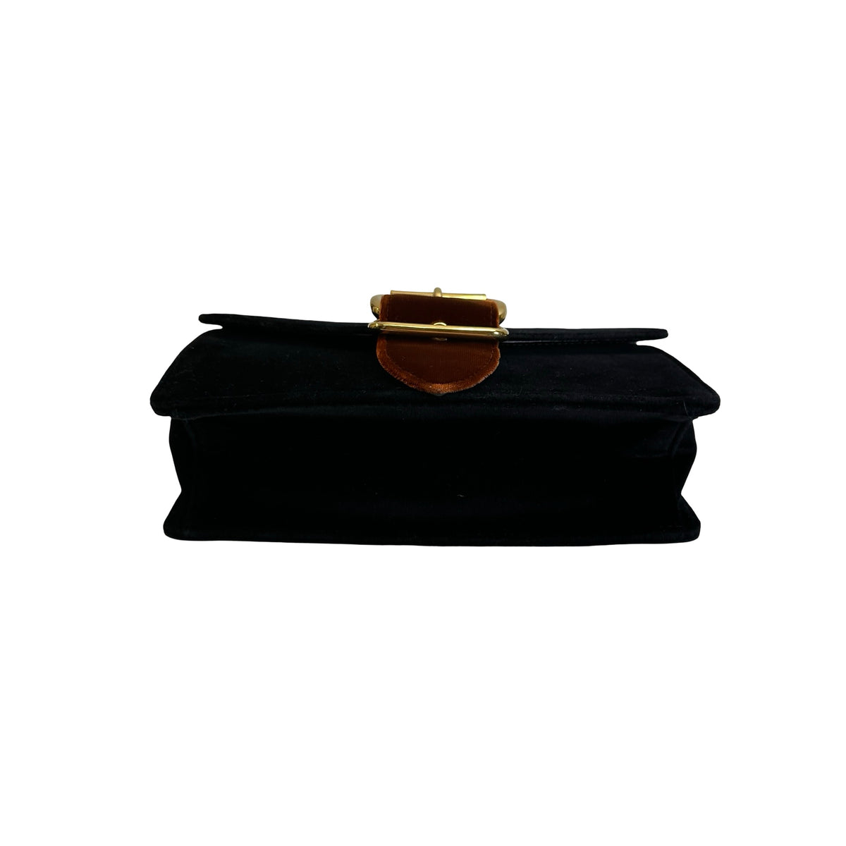 Used PRADA Velvet Velvet Buckle Bag Handbag Black Brown