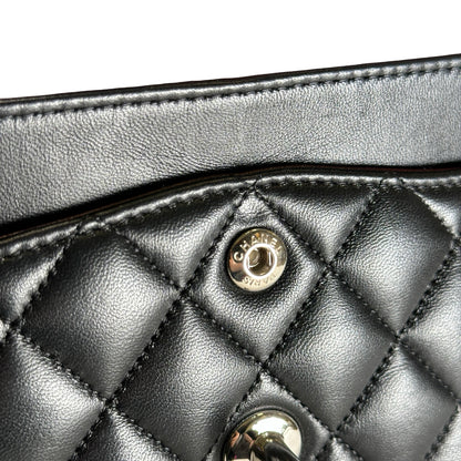 Used CHANEL Quilted Classic Flap Chain Shoulder Bag Black Silver