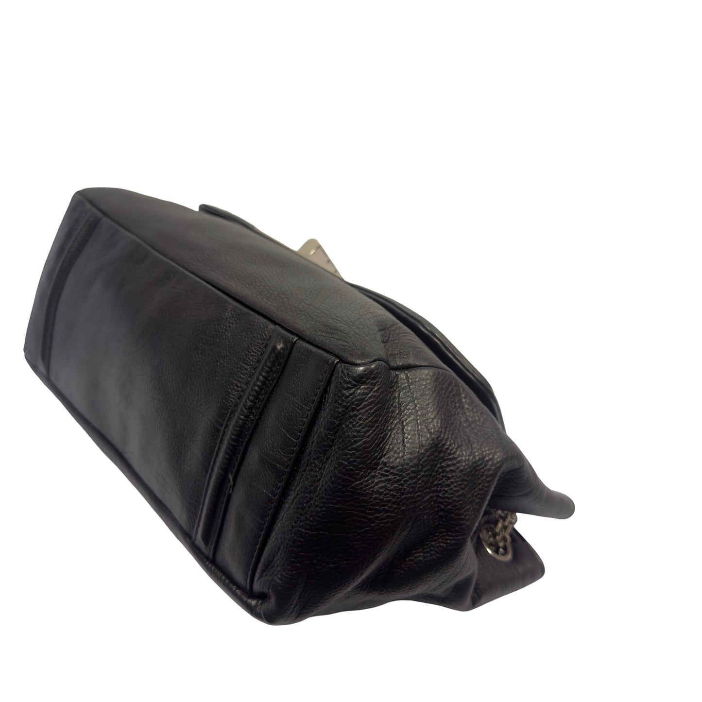 Used CHANEL Calfskin Reissue 2.55 Shoulder Bag Black Silver