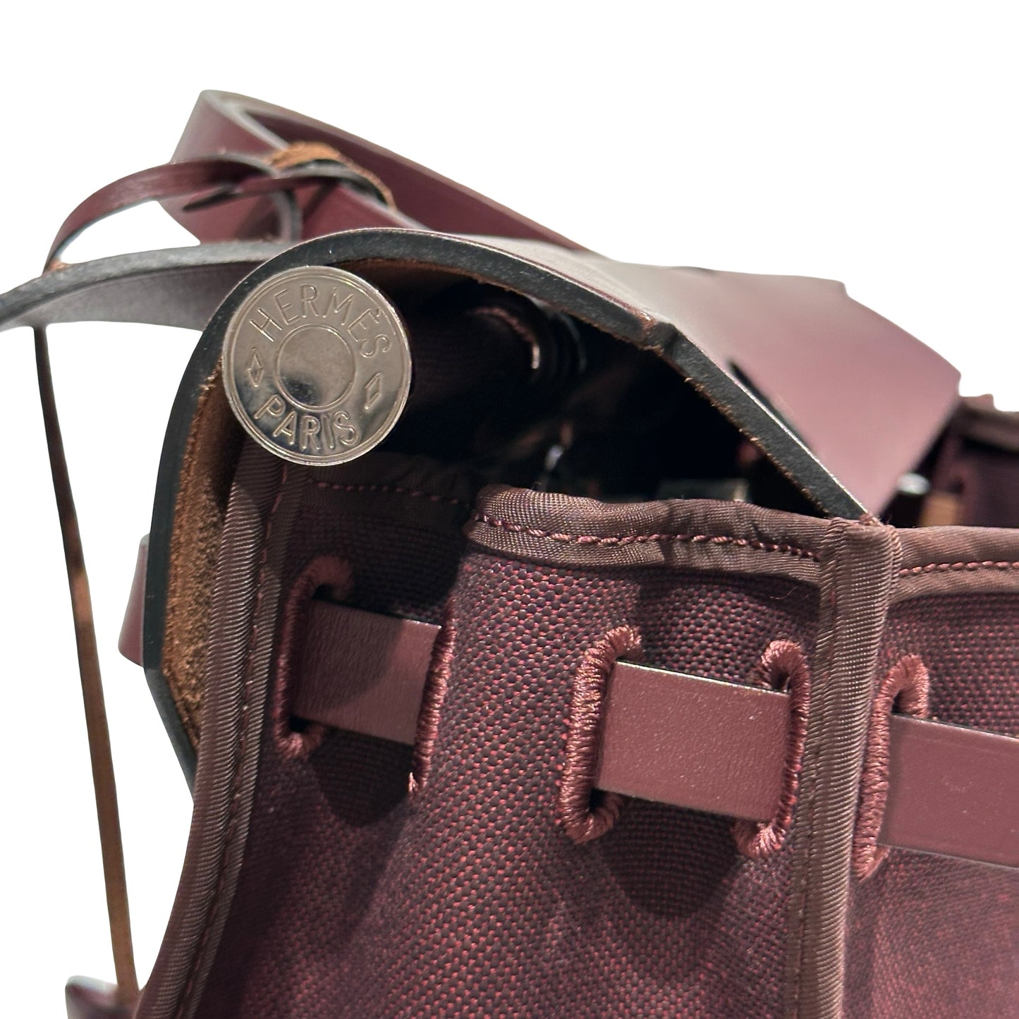 Used HERMÈS Canvas Herbag 31 Shoulder Bag Red PHW
