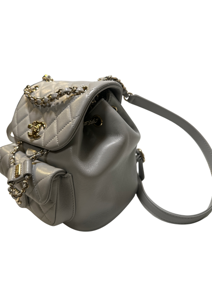 Used CHANEL Duma small Backpack (Rucksack) Grey GHW