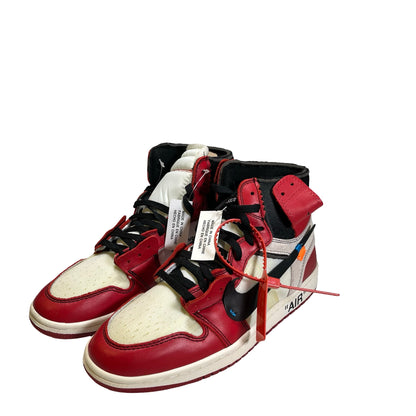 OFF WHITE X NIKE Leather Mesh Suede Off-White x Air Jordan 1 Retro High OG 'Chicago' Sneakers Red White Black