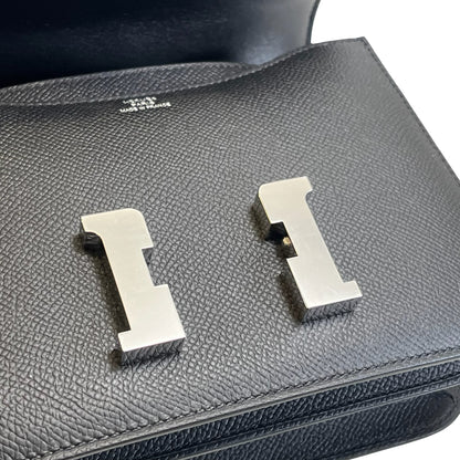 Brand New HERMES Epsom Mini Constance Shoulder Bag Black PHW