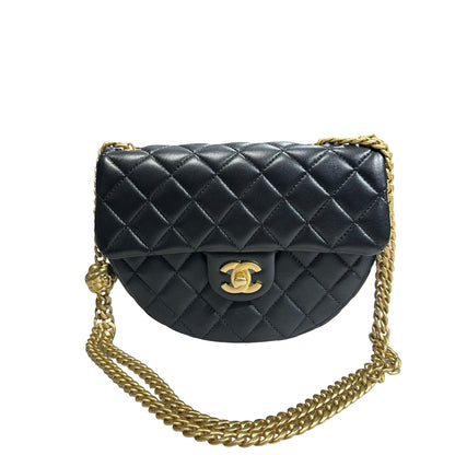 New CHANEL Lambskin Leather New CHANEL Lambskin Leather Hobo with Camellia Chain Shoulder Chain Shoulder Bag Black GHW