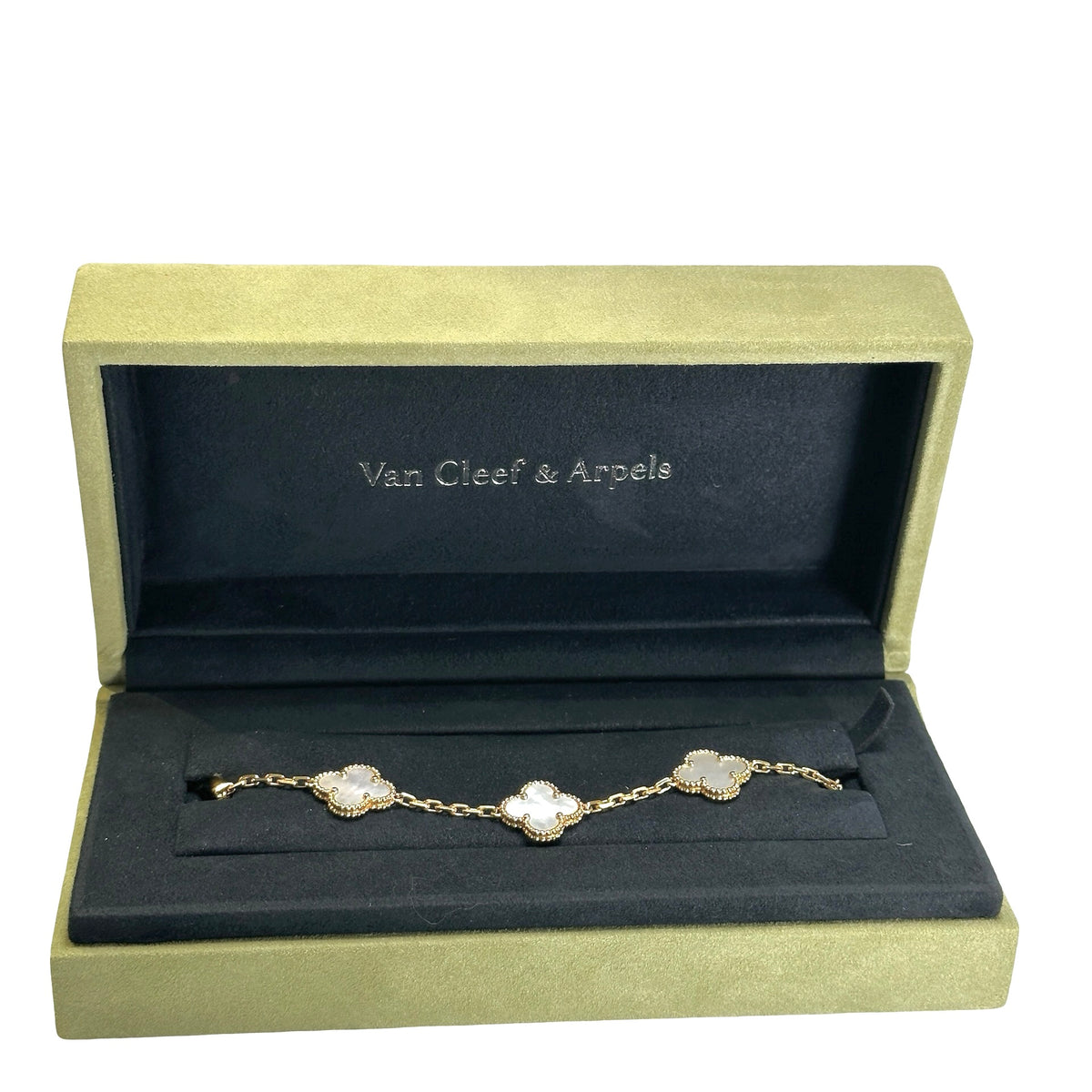 Used VAN CLEEF & ARPELS Mother of Pearl Yellow Gold Vintage Alhambra 5-motif bracelet BRACELET Gold White
