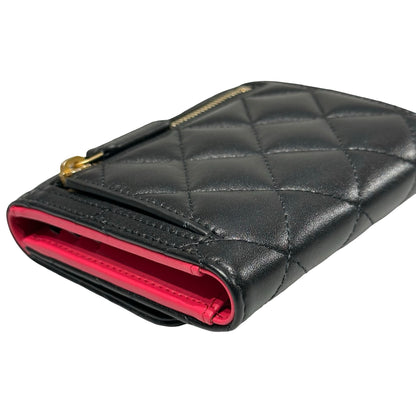 Unused CHANEL Lambskin Leather Wallet Black GHW