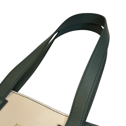 Used BALLY Leather Colorblock Tote Bag Tote Bag Dark Green Beige