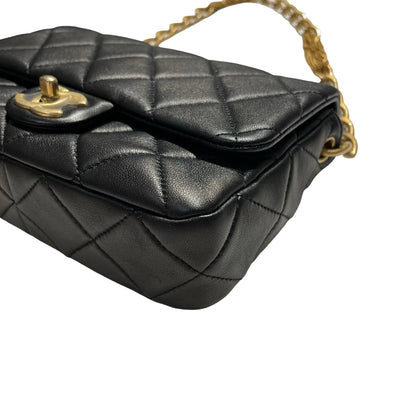 Used CHANEL Lambskin 23A Tassel hobo Hobo Bag Black Gold