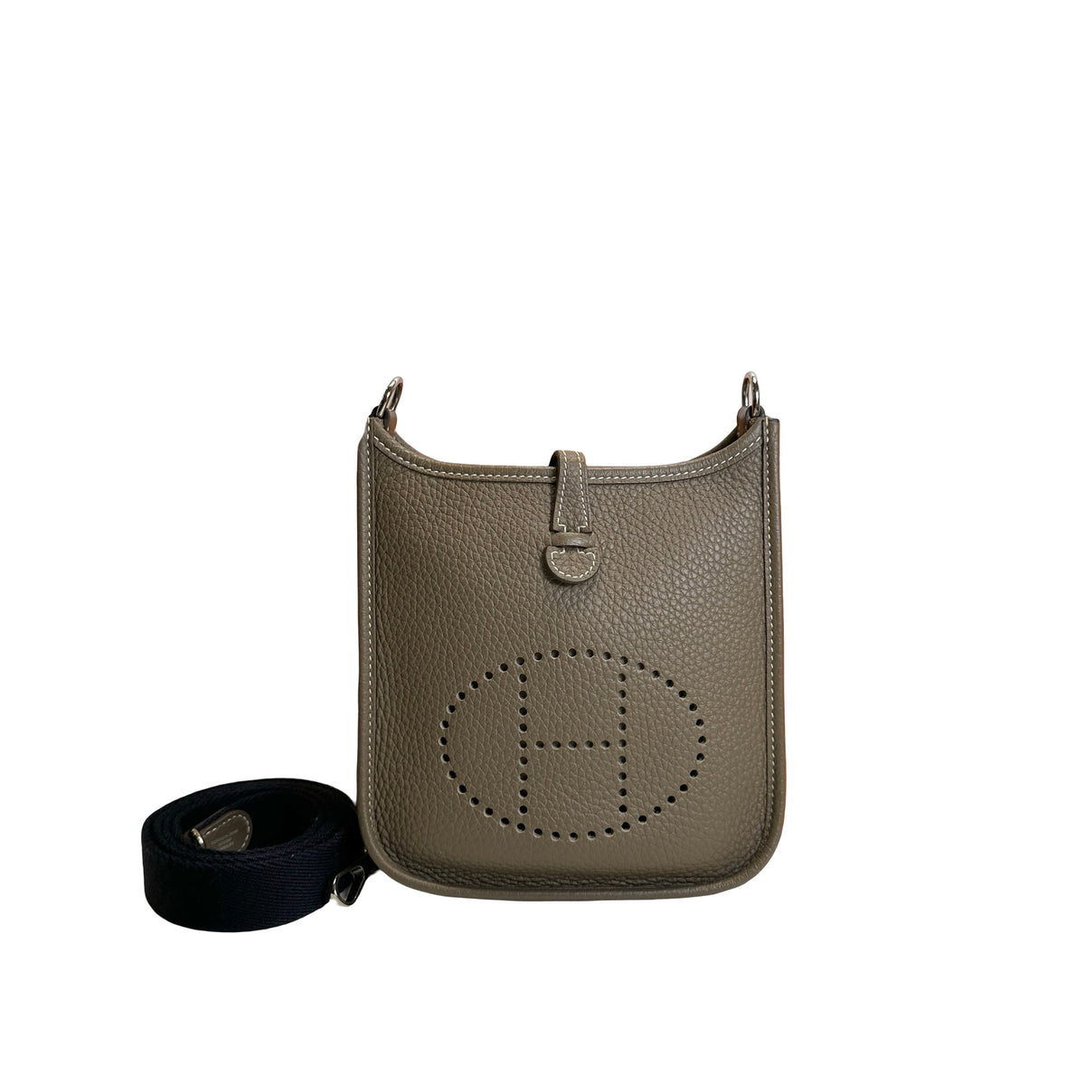 Used HERMES TC Mini Evelyne Crossbody Bag Etoupe PHW