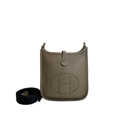 Used HERMES TC Mini Evelyne Crossbody Bag Etoupe PHW