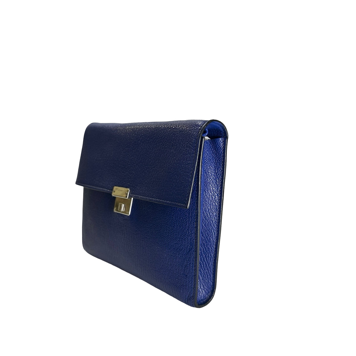 Used HERMES Chevre Clic 16 Crossbody Bag Blue，PHW