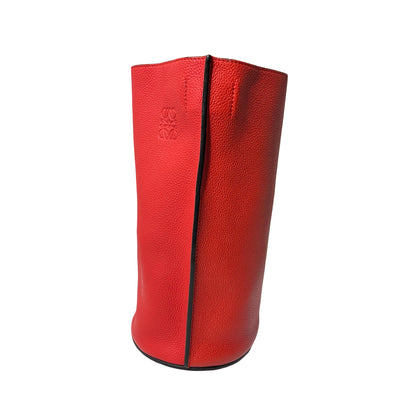 Used LOEWE Calfskin Leather Gate Bucket Bag Red GHW
