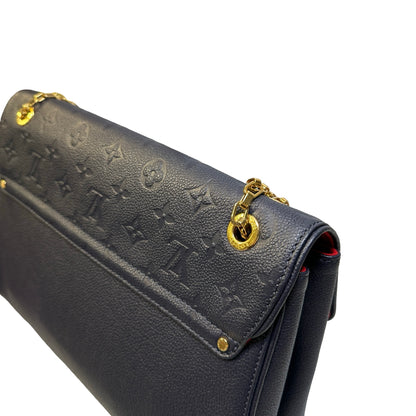 Used LOUIS VUITTON Monogram Empreinte Leather Pochette Metis Shoulder Bag Navy GHW