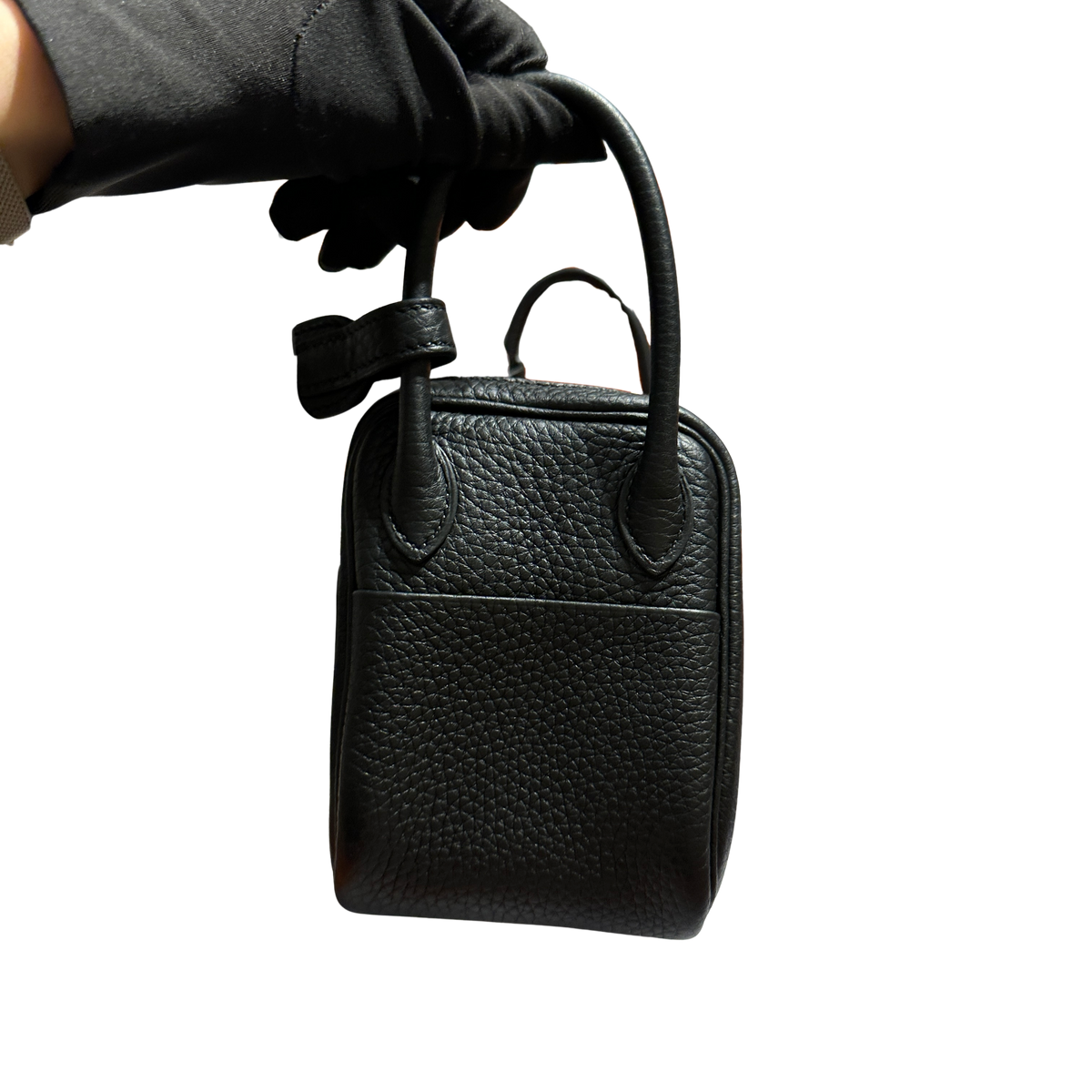 Brand New HERMES Clemence Leather Lindy Mini Handbag Black