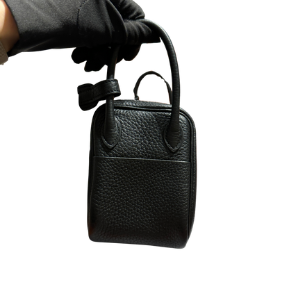 Brand New HERMES Clemence Leather Lindy Mini Handbag Black