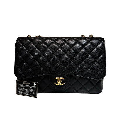 Used CHANEL Classic Flap Shoulder Bag Black GHW