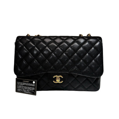 Used CHANEL Classic Flap Shoulder Bag Black GHW