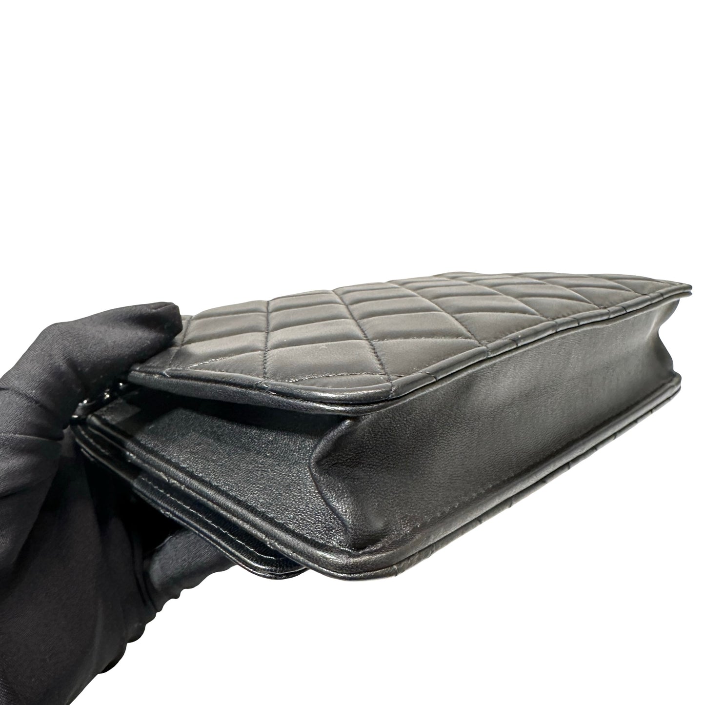 Used Chanel Lambskin Leather WOC Cross Body Bag So Black