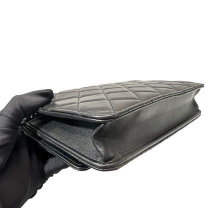 Used Chanel Lambskin Leather WOC Cross Body Bag So Black