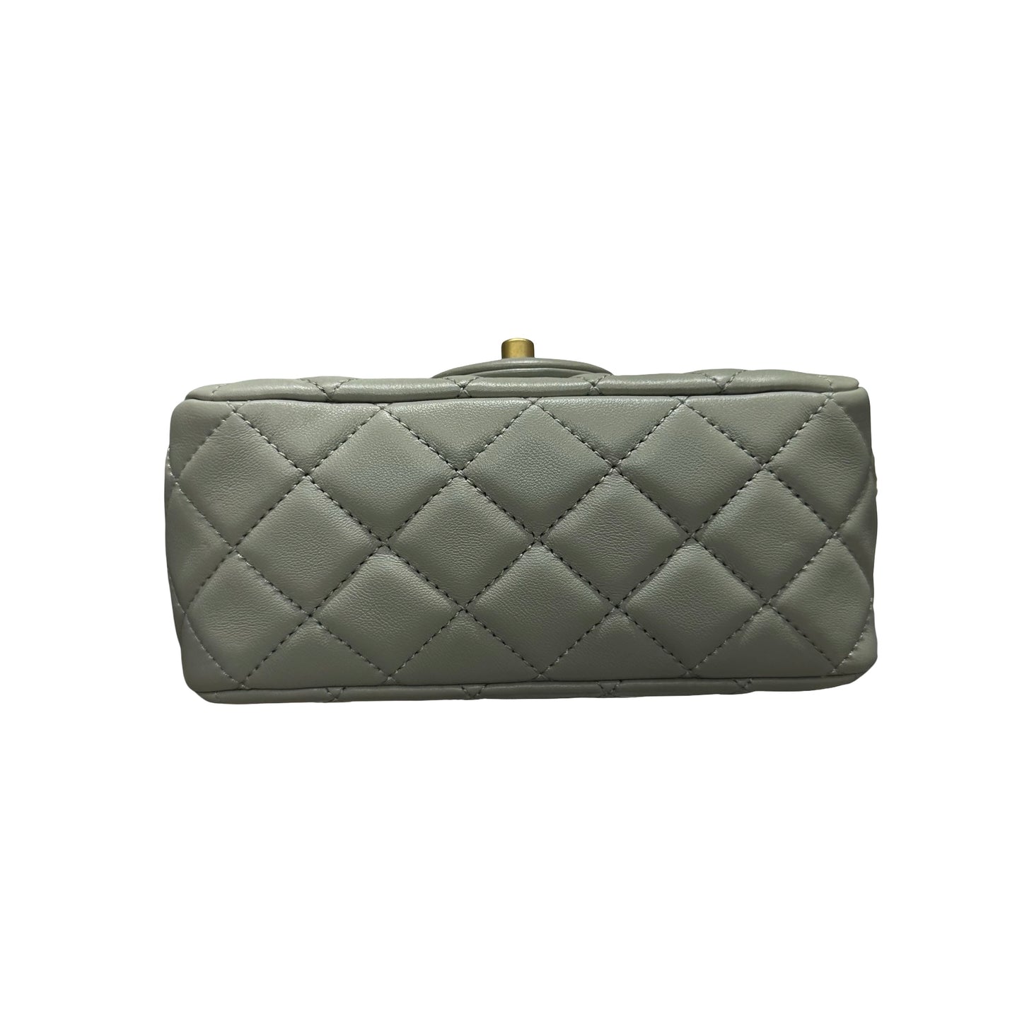 Unused CHANEL Min Flap 17cm with Gold Ball Cross Body Bag Grey GHW