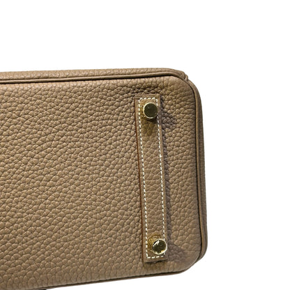 Used HERMES Togo Birkin 25 Handbag Etoupe Gold