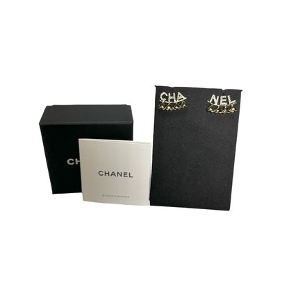 Used CHANEL Gold plating Earrings Heart CC Logo Earrings GHW