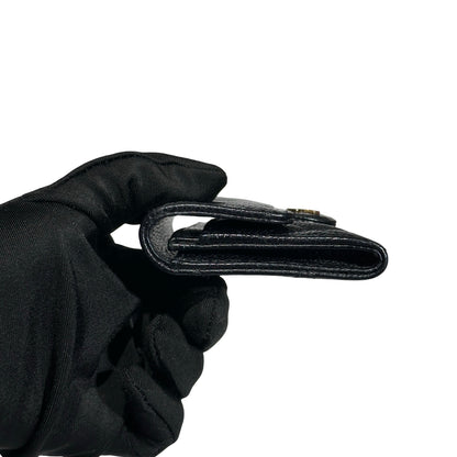 Used CHANEL Caviar Leather Card Holder Card Holder Black GHW