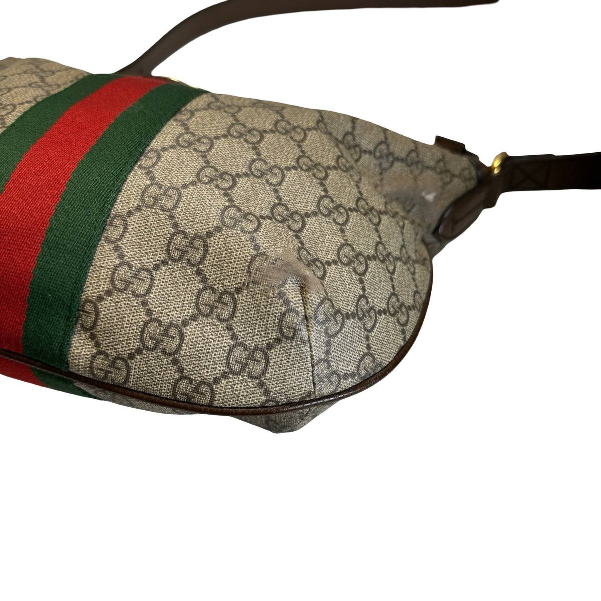 Used GUCCI GG Supreme Web Ophidia Shoulder Bag Beige Brown Green Red