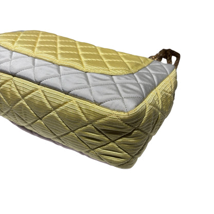 Used CHANEL Satin Reissue 2.55 Chain Shoulder Bag Grey Pink Yellow GHW