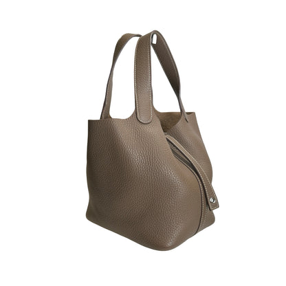 Used HERMES Clemence Picotin Lock Handbag Etain