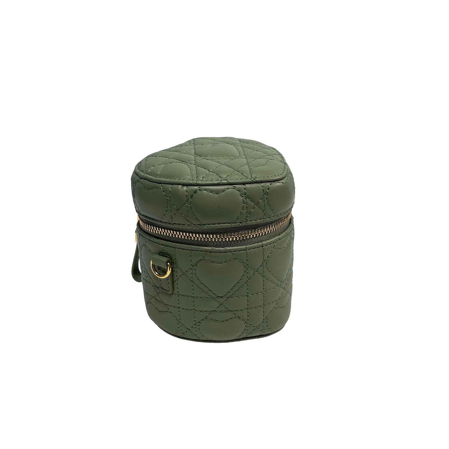 Used DIOR Cannage Lambskin Lady Dior Micro Vanity Case Vanity case Green GHW