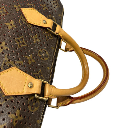 Used LOUIS VUITTON Monogram Perforated Speedy 30 Handbag Brown Fuchsia