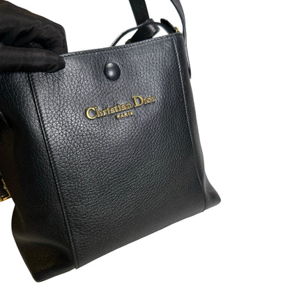 Used DIOR Grained Calfskin C'est Dior Bucket Bag Black GHW