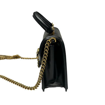 Used DOLCE & GABBANA Calfskin Leather Chain Shoulder Shoulder Bag Black GHW