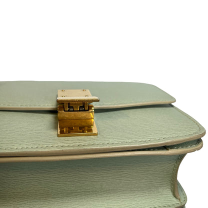 CELINE Epi Leather Classic Box Shoulder Bag Light Green GHW