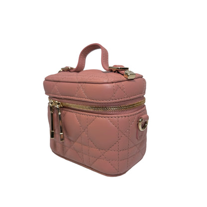 Used DIOR Lambskin Leather Vanity bag Vanity case Pink