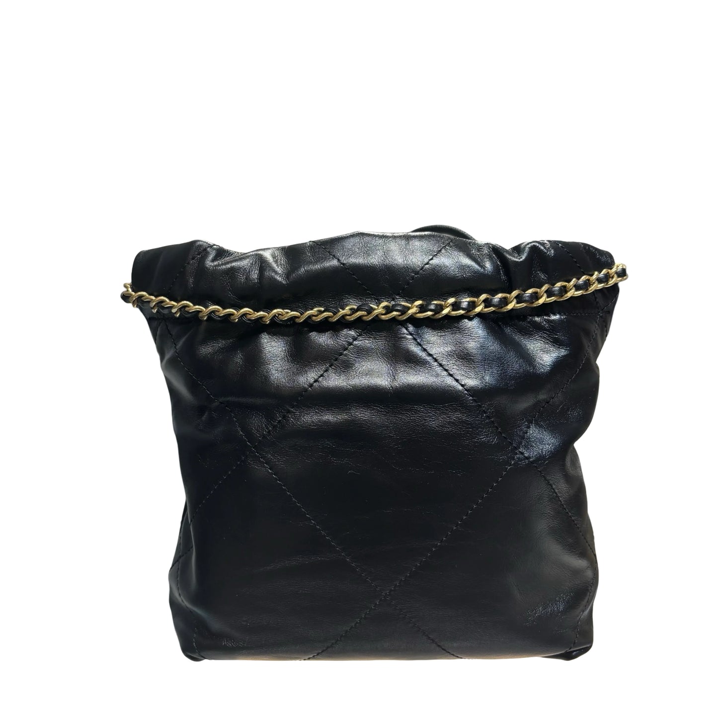 New CHANEL Lambskin Leather Mini 22 Chain Shoulder Bag Black GHW