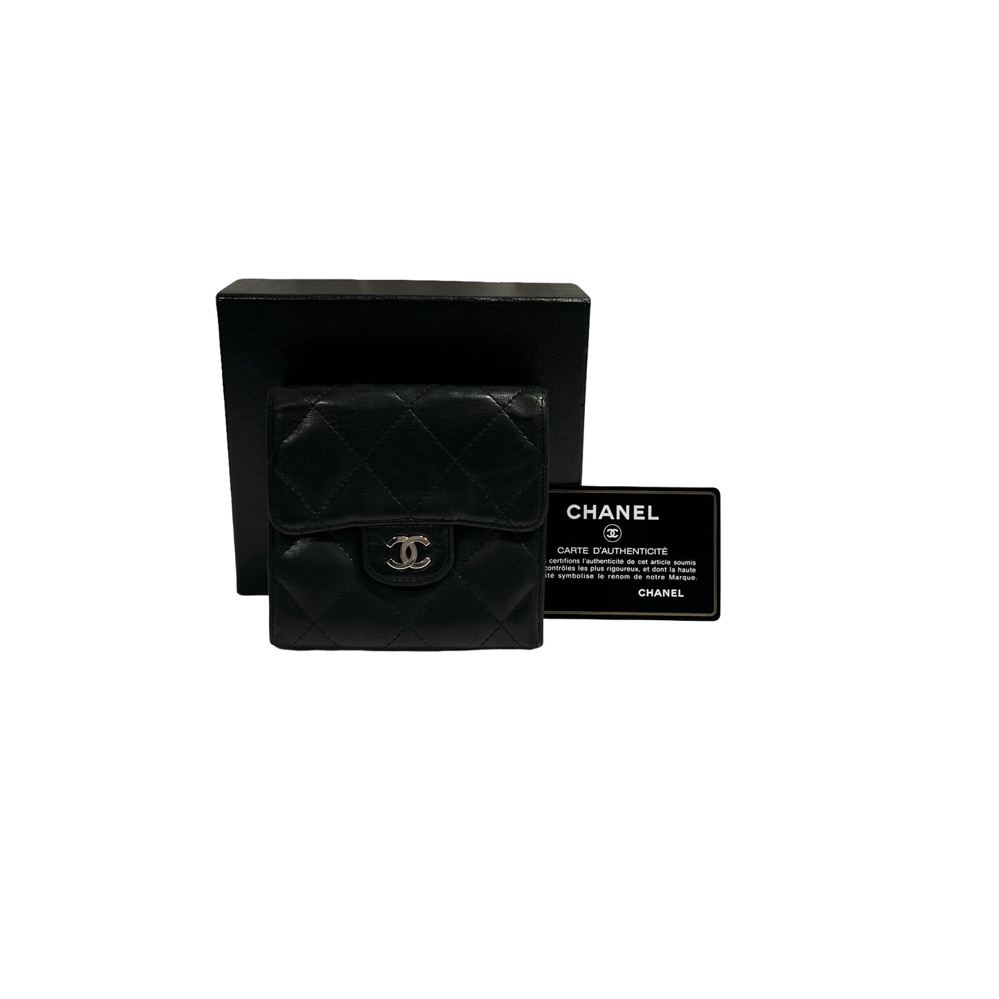 CHANEL WALLET BLACK LAMBSKIN PHW [3000631]