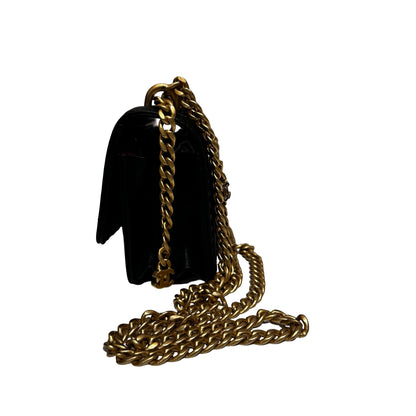 Used CHANEL Lambskin Leather Pending Clutch with Chain Shoulder Bag Black GHW
