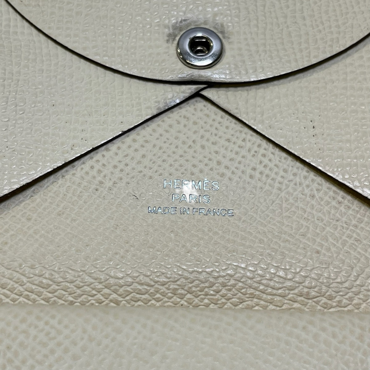 Used HERMES Leather Calvi Duo Card case Nata
