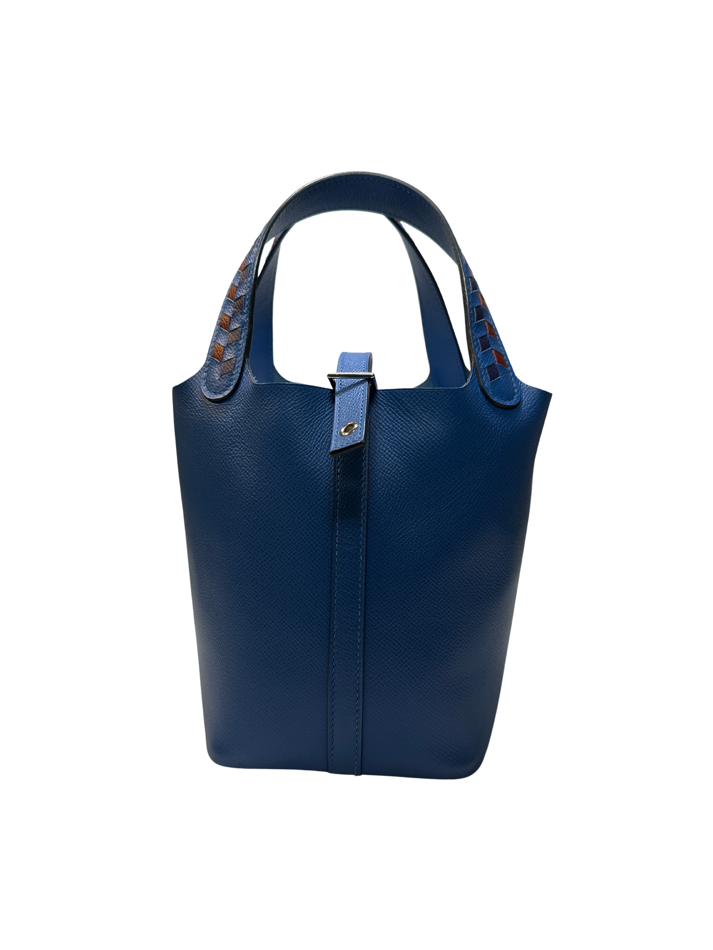 Used HERMES Epsom Picotin Lock Tressage Bucket Bag Blue PHW