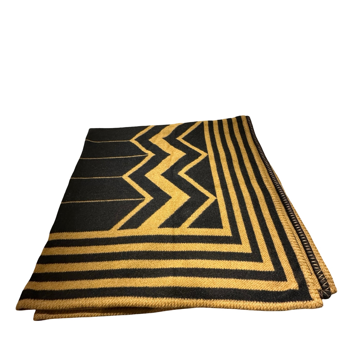 Used LOUS VUITTON Stripes Rocabar Blanket Scarf Black Yellow