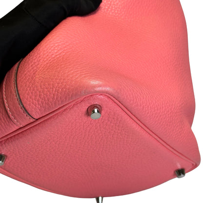 Used HERMES Leather Solid color Picotin 18 Bucket Bag Pink Silver