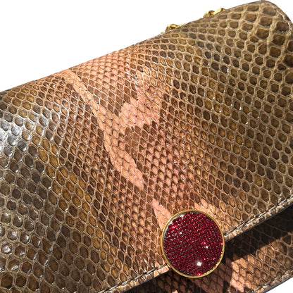 Used MARC JACOBS Snake Skin Chain Shoulder Shoulder Bag Brown
