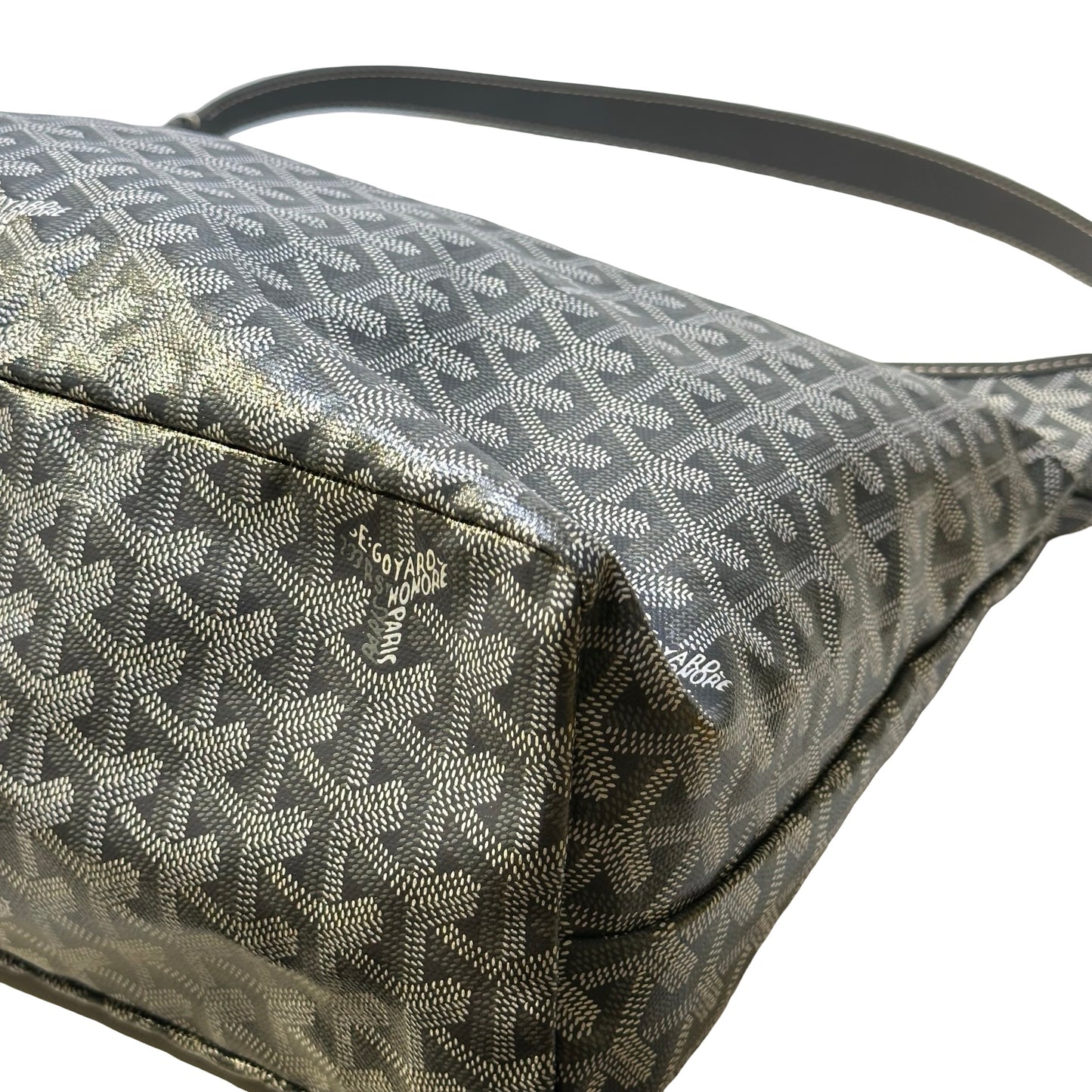 Used GOYARD Goyardine Canvas Rouette Hobo Bag Grey