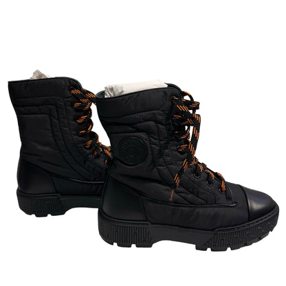 New Hermès Calfskin Leather Parachute Boots Black