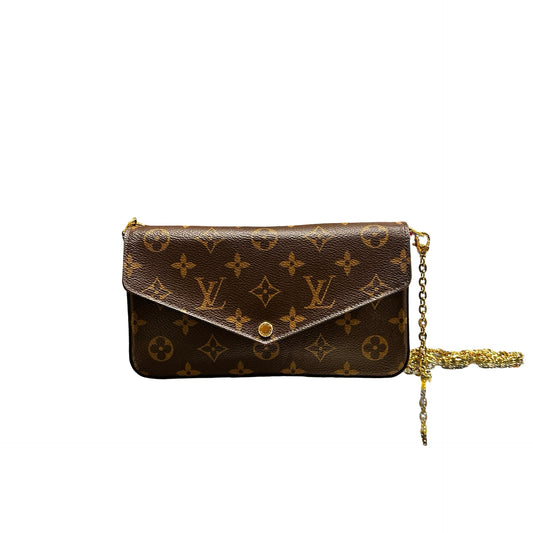 Used LOUIS VUITTON Monogram Pochette Felicie Cross Body Bag Brown Pink GHW