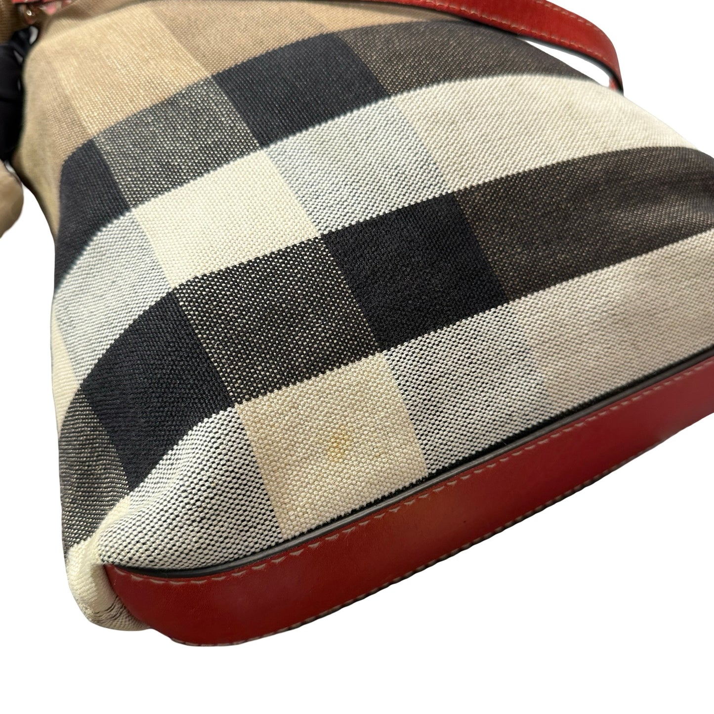 Used BURBERRY Tote Bag Beige Red