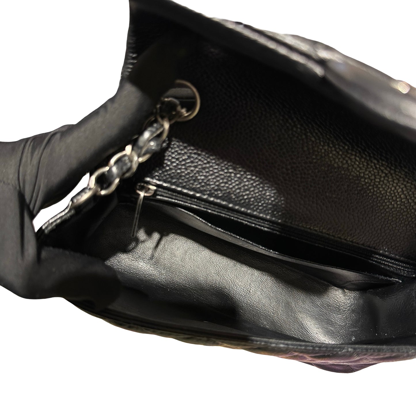 Used Chanel Calfskin Leather MINI FLAP 20 CM Shoulder Bag Black PHW