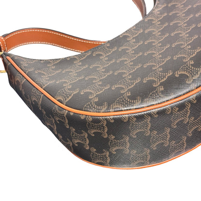 Used CÉLINE Canvas Ava Handbag Black Brown GHW